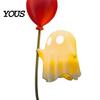 Balloon Ghost Figurine Cute with Balloon, Warm LED Night Light, Halloween Spooky Ornament Decoration for Bedroom Desk Table Centerpiece Cozy