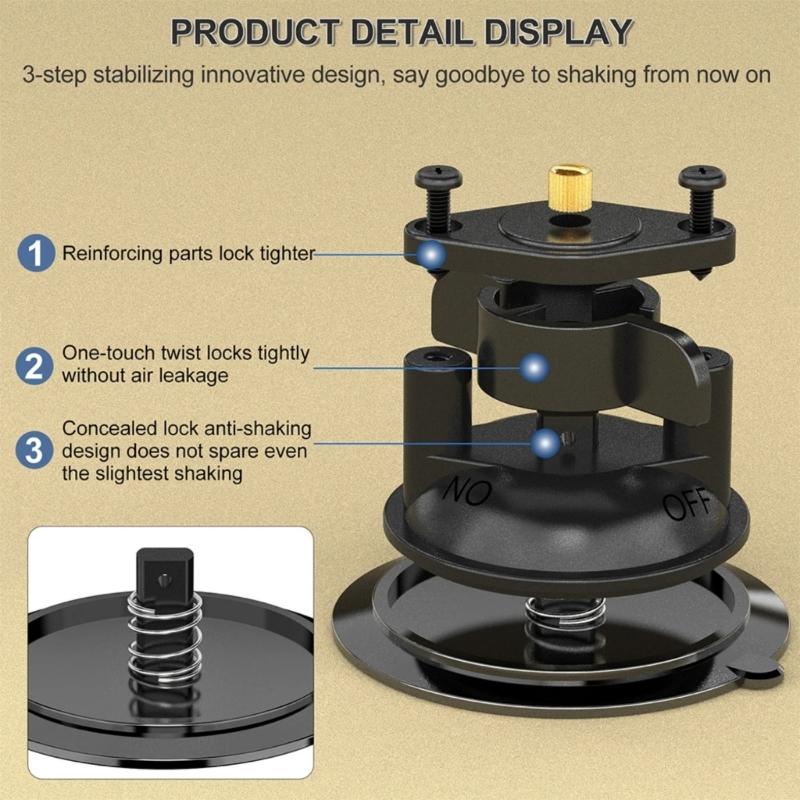Universal Suction Mount Base with 1/4 Thread Hole for Secure Attachment of Photography Gear and Mobile Accessories