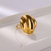 New Wave Button Shaped Stainless Steel Rings for Women Gold Color Open Adjustable Charm Ring Wedding Jewelry Party Accessories