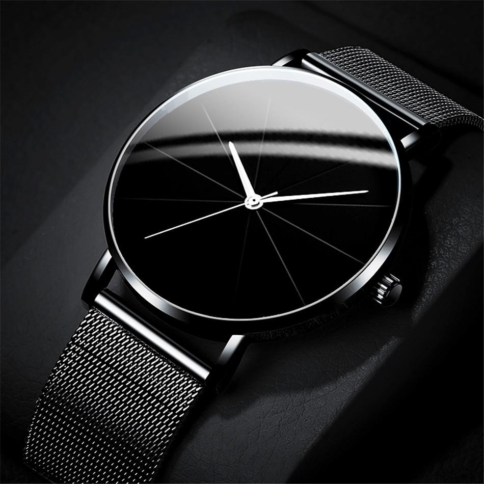 Light-luxury Men Business Watches Ultra Thin Stainless Steel Mesh Belt Quartz Watch for Man Male