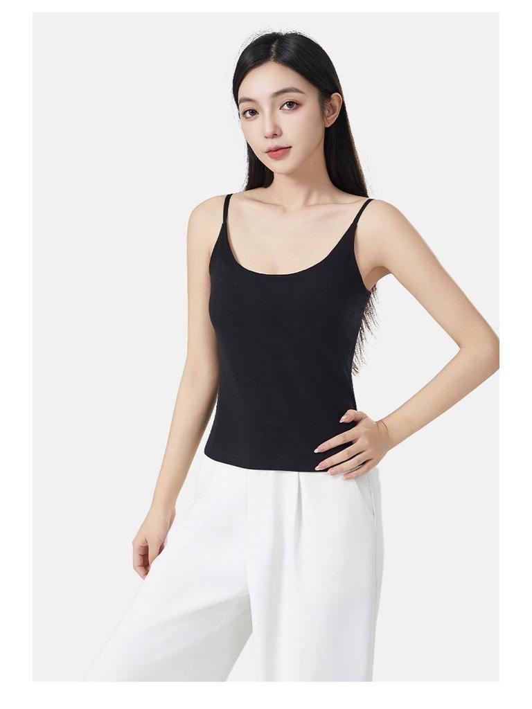 Damen Samt U-Ausschnitt Camisole mit Kamelienöl - Warmes ärmelloses Herbst/Winter Unterhemd