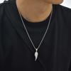 Vintage Silver Color Feather Pendant Necklace for Men Punk Hip Hop Long Chains Half Wing Necklace Stainless Steel Jewelry Gift