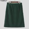 INCERUN Men High Waist Button Long Skirts Casual A-line Splits Kilt