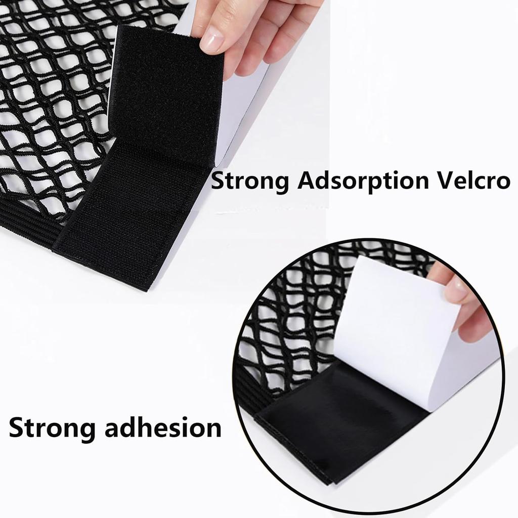 Universal Mesh Cargo Net With Tape Stickers Car Stretchable Storage Net Wall Sticker Organizer Pouch Bag Storage Mesh Net For SUV Car Trunk