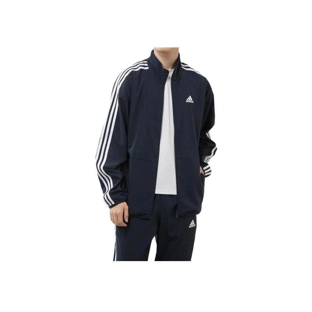 Adidas Striped Zip-Up Long Sleeve Jacket Men Jacket Blue IA9375