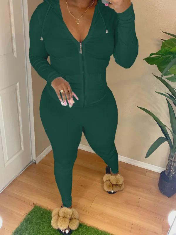 Cardigan subțire cu glugă pentru femei toamnă 2021 și costum sport casual - Stil european și american