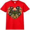Folk Art Heart Graphic T-Shirt Botanical Floral Flower Design Gift Tee
