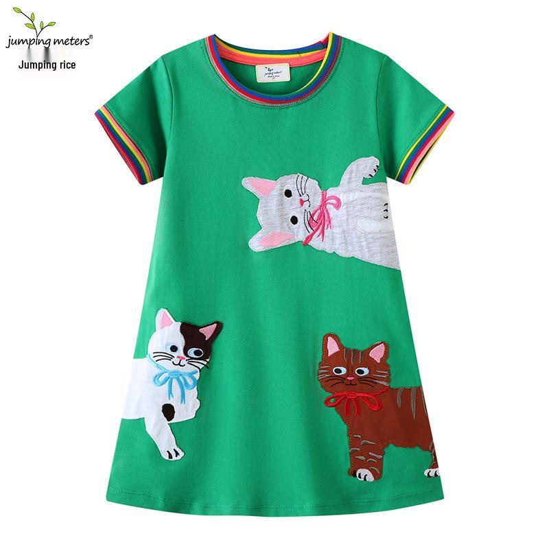 New Spring 2026 Short Sleeve European American Girls Dress 7T/120-130 cm
