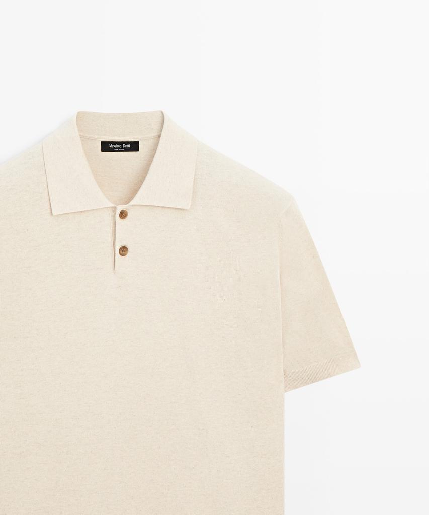 Masimodutti Cotton Linen Button Polo Shirt