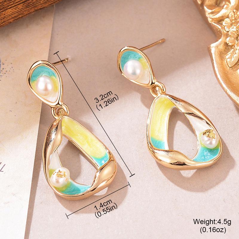 2024 Baroque Natural Pearl Earrings: High-End Retro Chinese Oil Painting Women's Jewelry