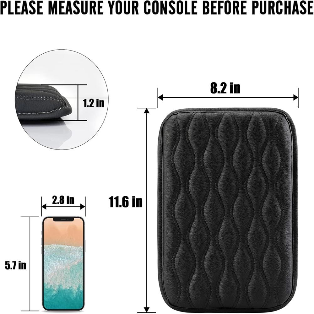 Auto Center Console Pad, Universal Waterproof Armrest Seat Box Cover, Leather Auto Armrest Cover Protector for Most Vehicle(Black)