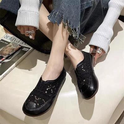 Beliebte Doudou Schuhe 2025 Sommer Loch Mutterschuhe bequem hohl ein Pedal weiche Sohle rutschfest flache Sohle einzelne Schuhe
