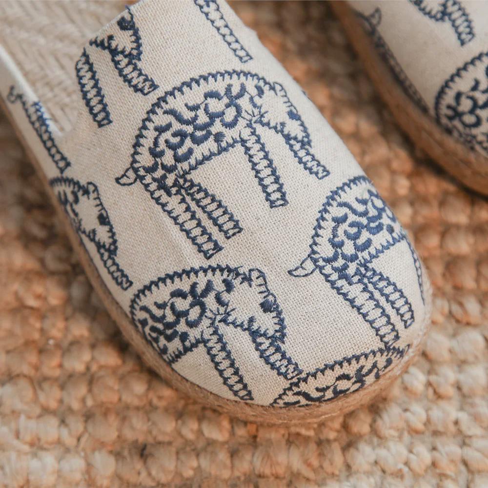 Spring 2021 Women's Linen Plaid Shoes - Breathable Sewing Line Mori Girl Style