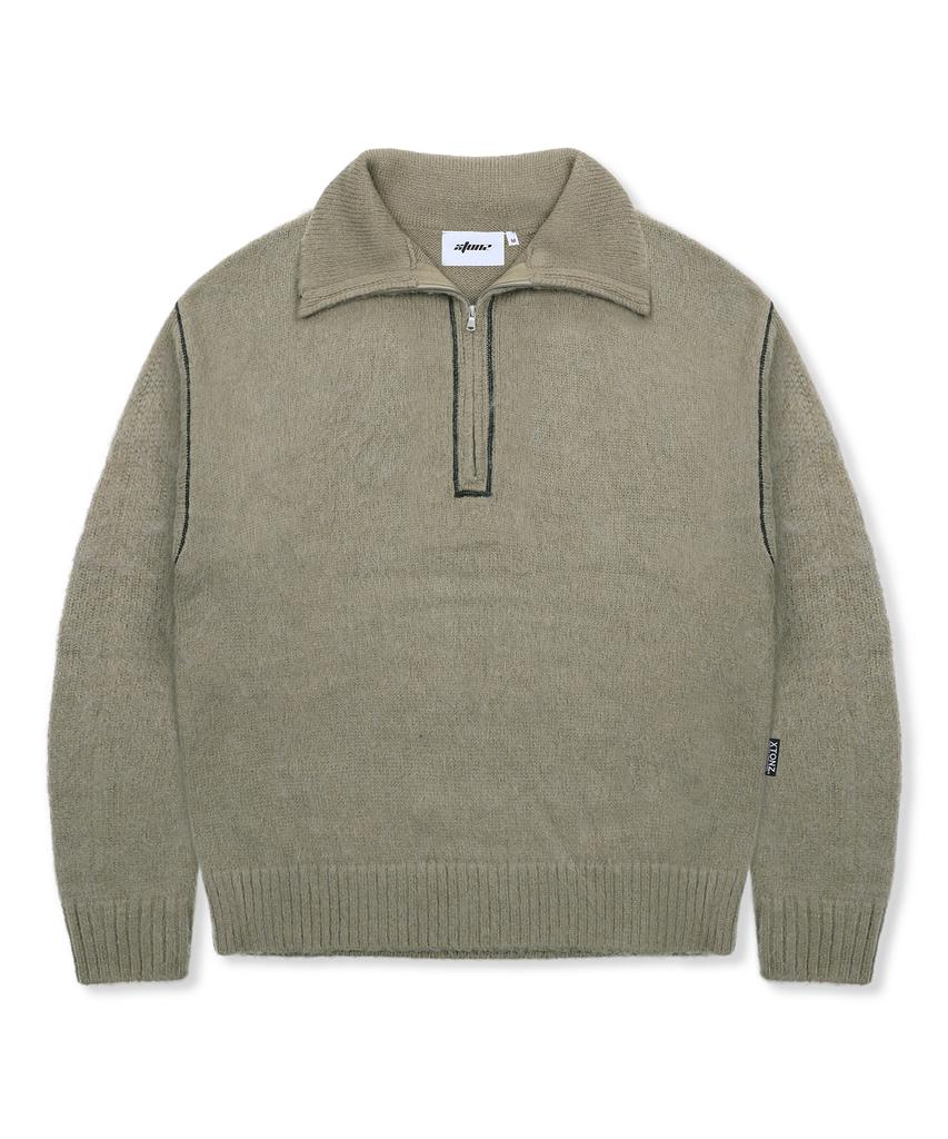 XTONZ Xtk176 Funnel Half Zip Knit (Mocha)