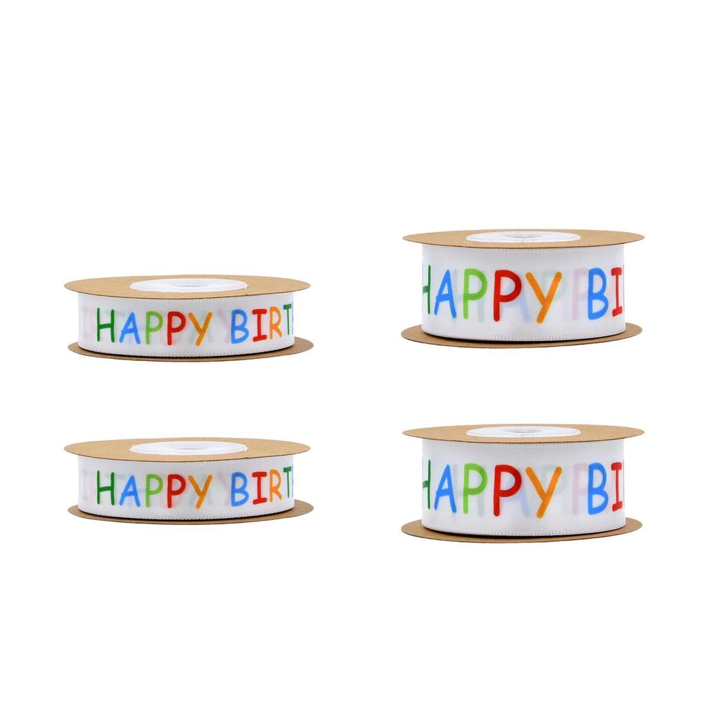 Happy Birthday Printed Ribbon Multicolor Letter Roll Gift Wrapping for Party Festival Decor