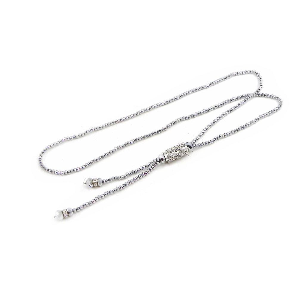 Les Trésors De Lily [I2674] - Silver 'Sissi' Designer Long Necklace