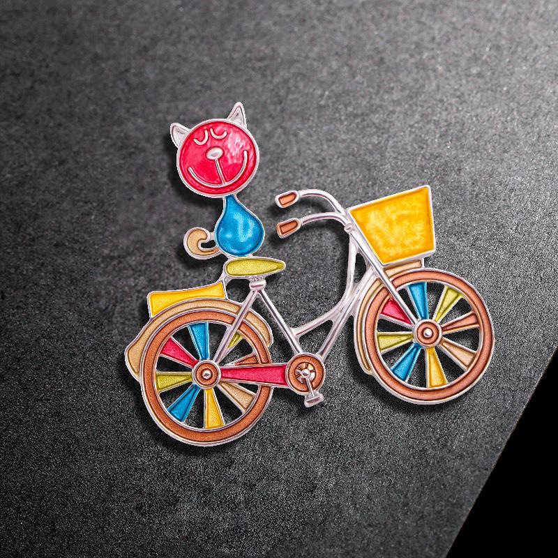 

Мультяшный кот велосипед брошь сумка аксессуары милый универсальный модный значок сплав капельный значок