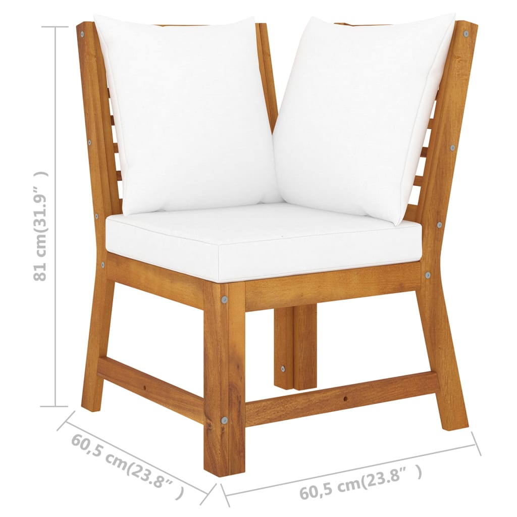9 Piece Garden Lounge Set with Cream Cushions Solid Acacia Wood