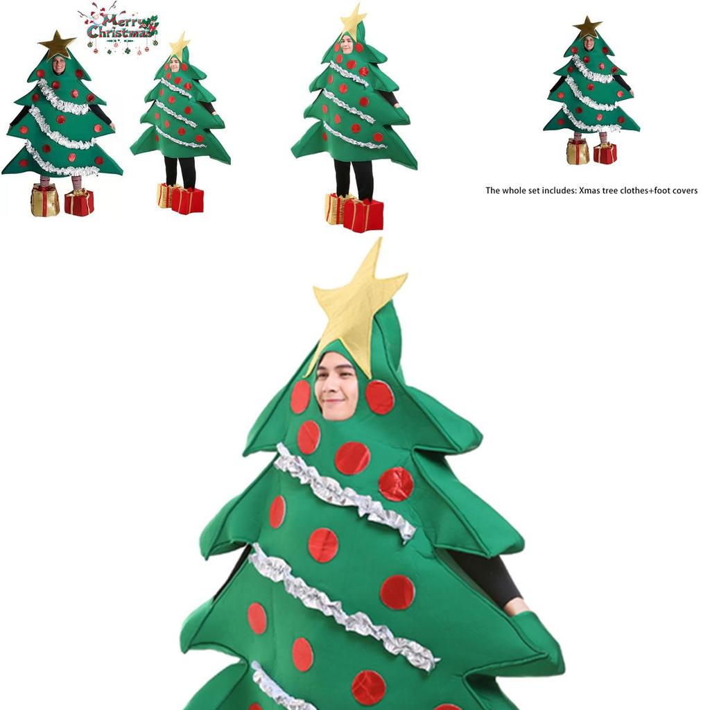 Christmas Xmas Tree Corduroy Outfit Cosplay Costume Funny Clothes Unisex Adults