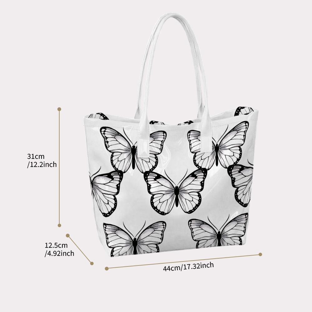 Butterfly Print Tote Bag Fashion Casual Daily Shoulder Bag Large Capacity Outdoor Shopping Handbag