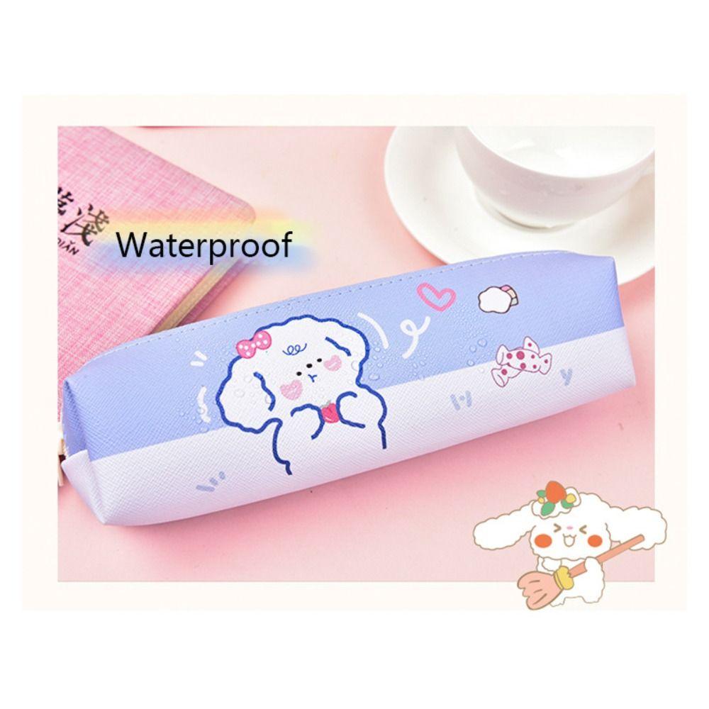 Waterproof Pen Bag PU Leather Stationery Bag Cute Cartoon Pencil Case  Students