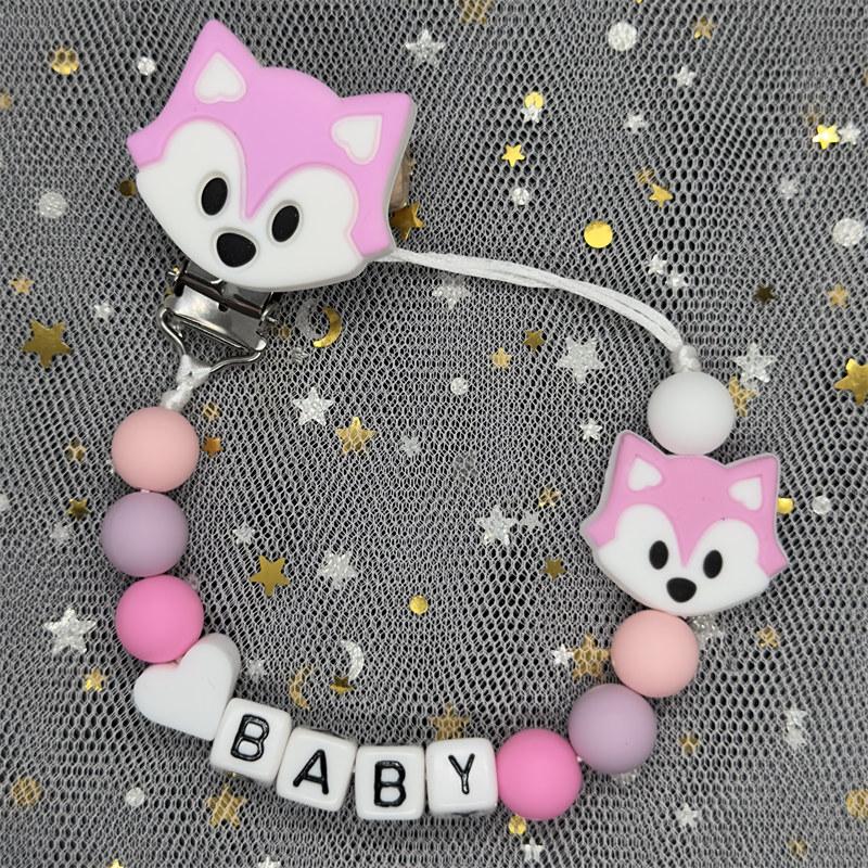 Free Personalised BPA Free Silicone Baad Dummy DIY Silicone Baby Pacifier Custom Clip Name Colorful Pacifier Chain Teething Gift