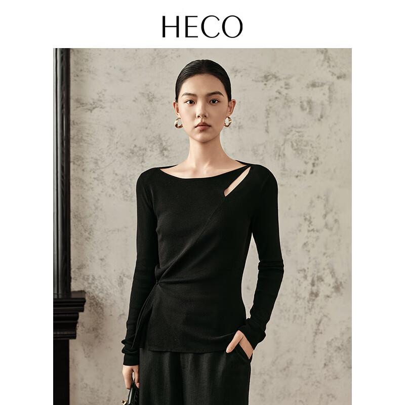 HECO Half-Leaf Women's Irregular Hollow-out Diagonal Cut Knit Top (2025 Autumn)