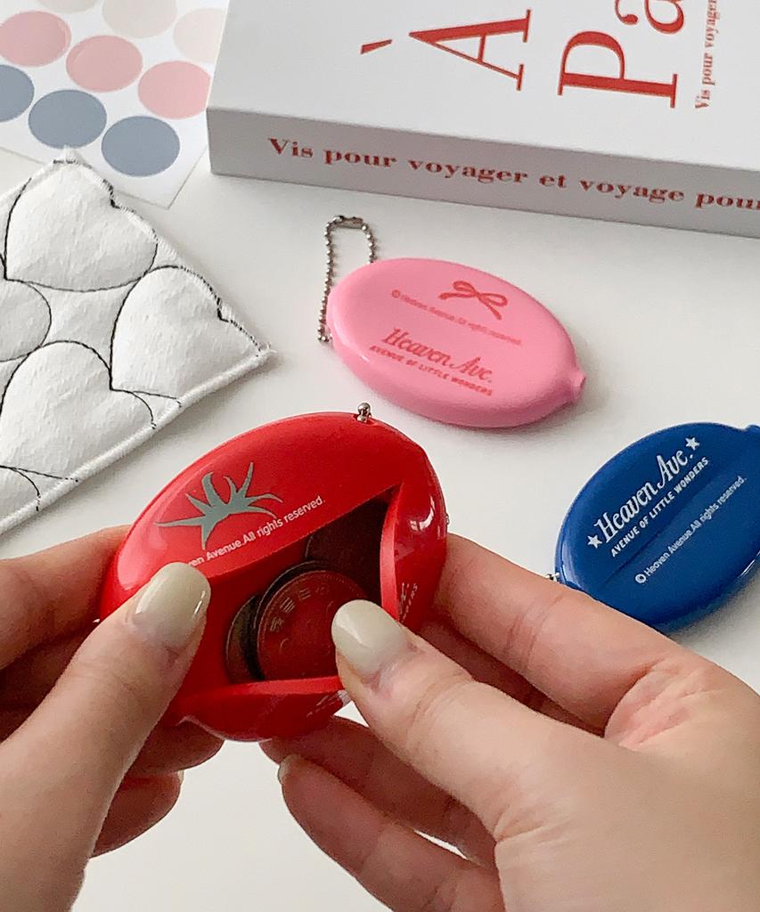 DEDERIT Tomato Ribbon Lettering Coin Silicone Pocket Keyring