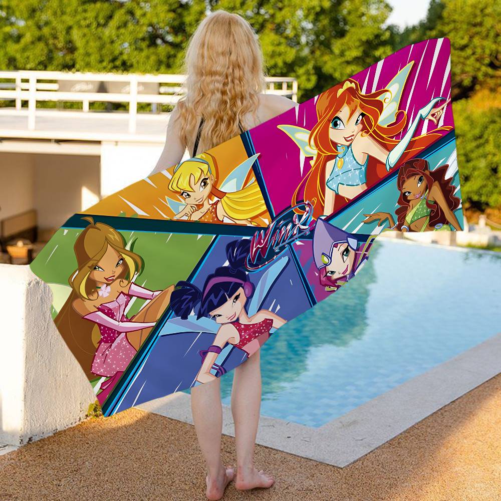 Girl-W-Winx Catoon Clubs Microfiber Beach Towel Absorbent Quick dry Soft Yoga Swimming Resort Mountain Climbing Towel