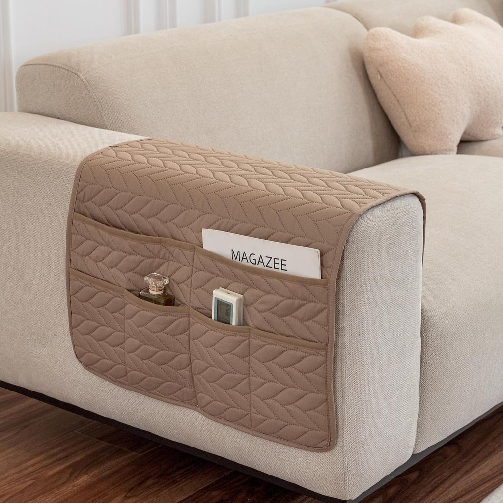 Multifunctional Sofa Armrest Organizer with Storage Pockets for Magazines and Remotes