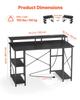 120 cm Computer Desk with Smart LED Lights and Power Outlets, Reversible Gaming Office Desk with Monitor Stand and 2-Tier Storage Shelves, Study Work