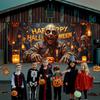 2D Halloween Zombie Garage Banner, Polyester, Happy Halloween Candle Design, Suitable for Halloween Parties