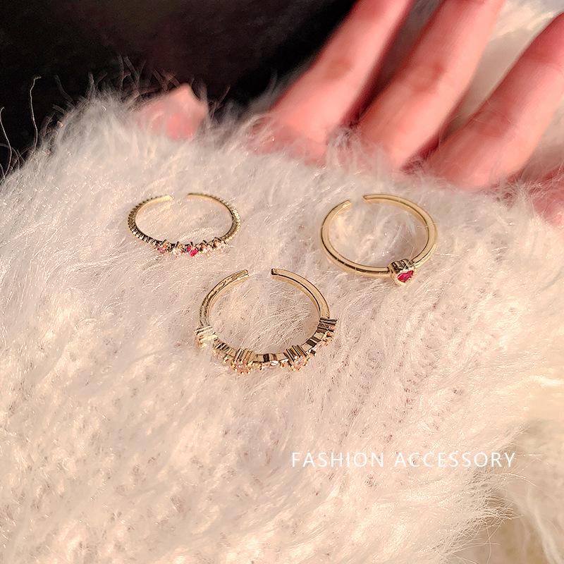 Korean Style Zircon Index Finger Ring: Elegant, Sweet, and Trendy Open Design for Women