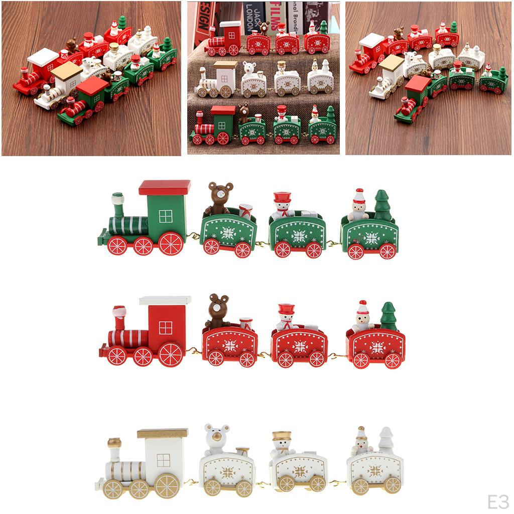 Wooden Train Santa Festival Ornament Decor Christmas Gifts