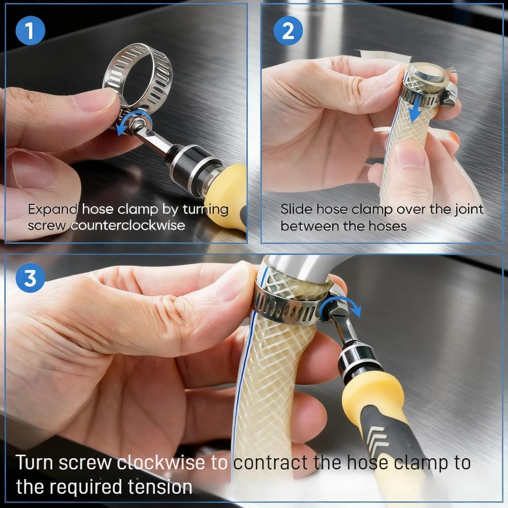 Adjustable Automotive Hose Clamp, American Style Strong Clamp Combination Joint Clamp Ring, Suitable for Industrial, Automotive