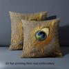 1 Pieces Peacock Feather Embroidered Burlap Cushion Covers Polyester Pillowcase, Sofa Decorative Cushion Cov Headboard Pillow