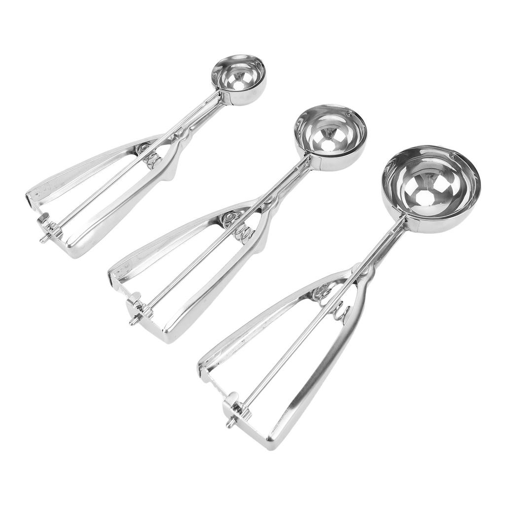 3 Pcs Cookie Scoop 304 Stainless Steel Ice Cream Scooper Non Slip Handle Cookie Dough Scoop for Home Dessert Shop