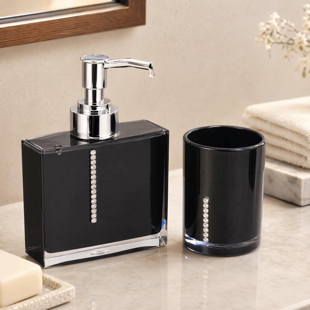 Black Bathroom Accessories Set Acrylic Bath Vanity Set Luxury Bathroom Decor Set Guest Bath