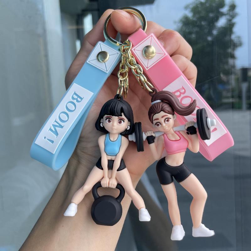 Cute Yoga Girl Silicone Keychain Adorable Cartoon Yoga Girl Design Key Holder Cute Pendant for Purse Ideal Gift for Teen Girls