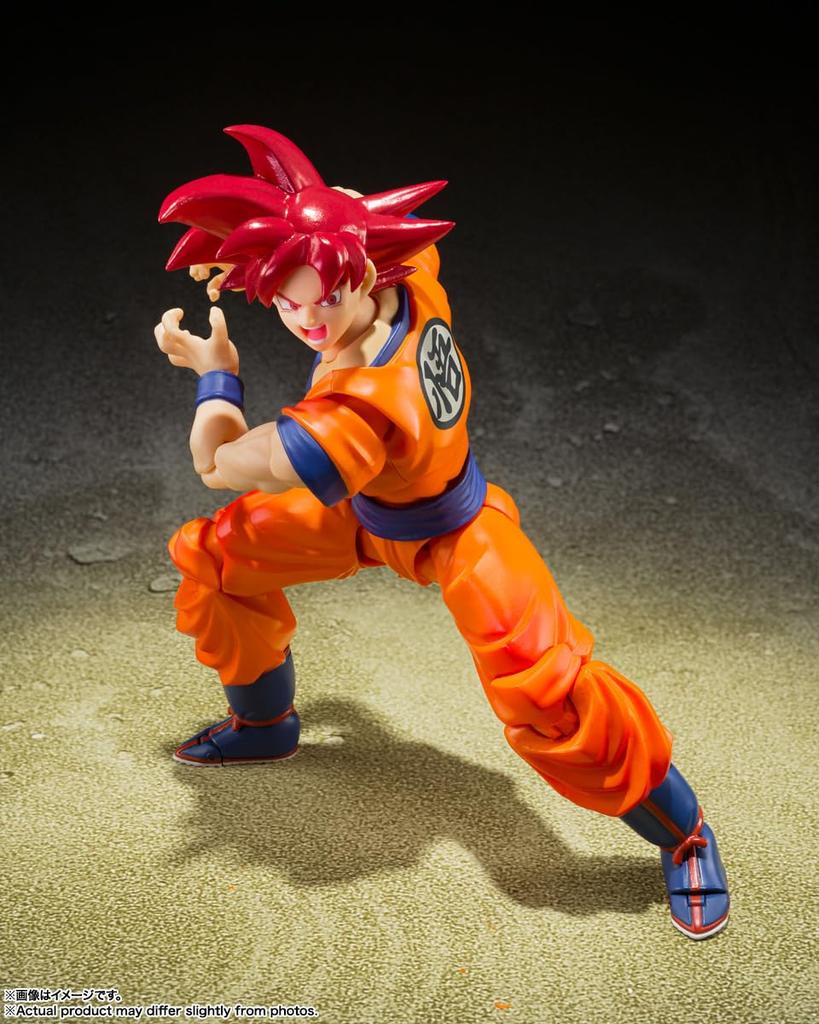 TAMASHII NATIONS Dragon Ball Super Super Saiyan Gott Son Goku Der Saiyajin-Gott, hervorgebracht durch ein rechtschaffenes Herz Ungefähr 140 mm PVC ABS Bemalt Beweglich