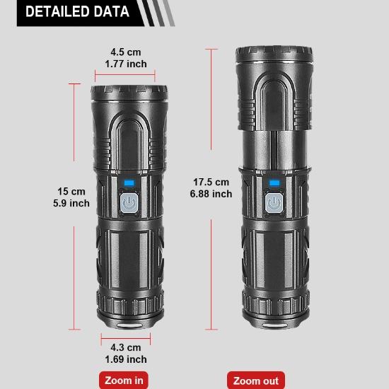 Ultra Power 120W LED Flashlight Zoomable Torch Rechargeable Lamp Dual Light Lantern Portable Flash Light Waterproof Torch Light