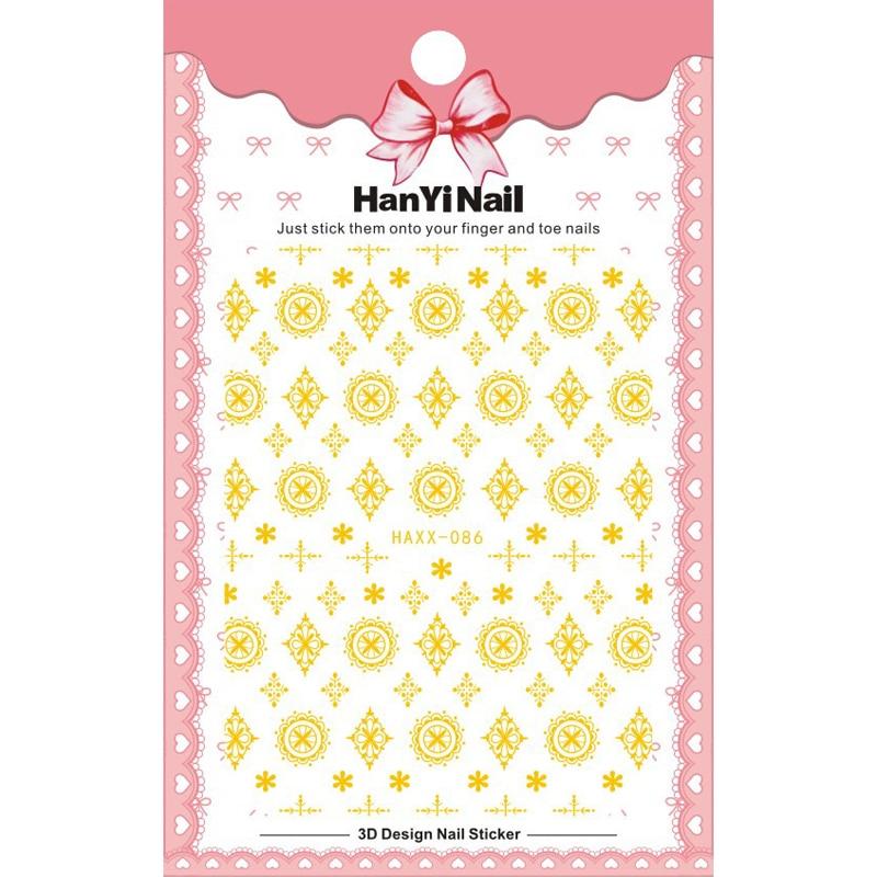 1 Sheet 3D Adhesive Nail Sticker Geometric Patterns Flowers Butterfly Decal for Nail Art Decoration