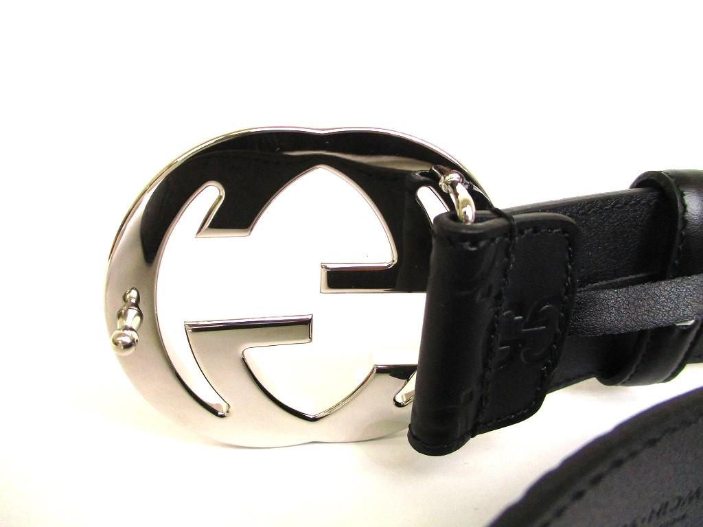 Buy Authentic GUCCI Interlocking G Buckle GG Black Leather Belt