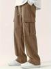 Men's Loose Solid Pants with Multi Pockets Casual Drawstring Trousers for Outdoor