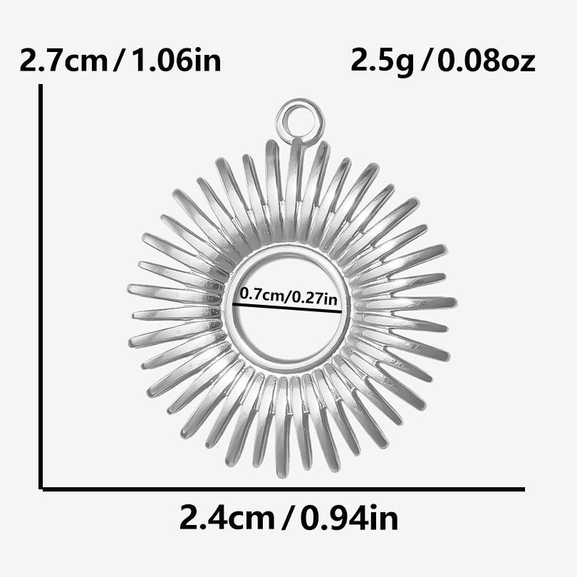 5pcs/Lot Silver Color Le Soleil Pendentif Stainless Steel Charm Pendants For Jewelry Making Supplies Metal Sun Charms Decoration