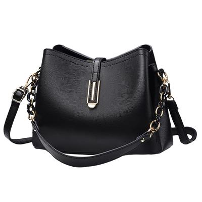 Welltude Women's Shoulder Bag, Handbag, Shoulder Bag, Crossbody Bag, 2-Way, Freestanding, with Zipper (Black)