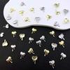 10Pcs/Bag Alloy Lava Love Nail Art Jewelry Gold Silver 3D Diy Nails Accessories Professional Supplies Metallic Heart Decorations
