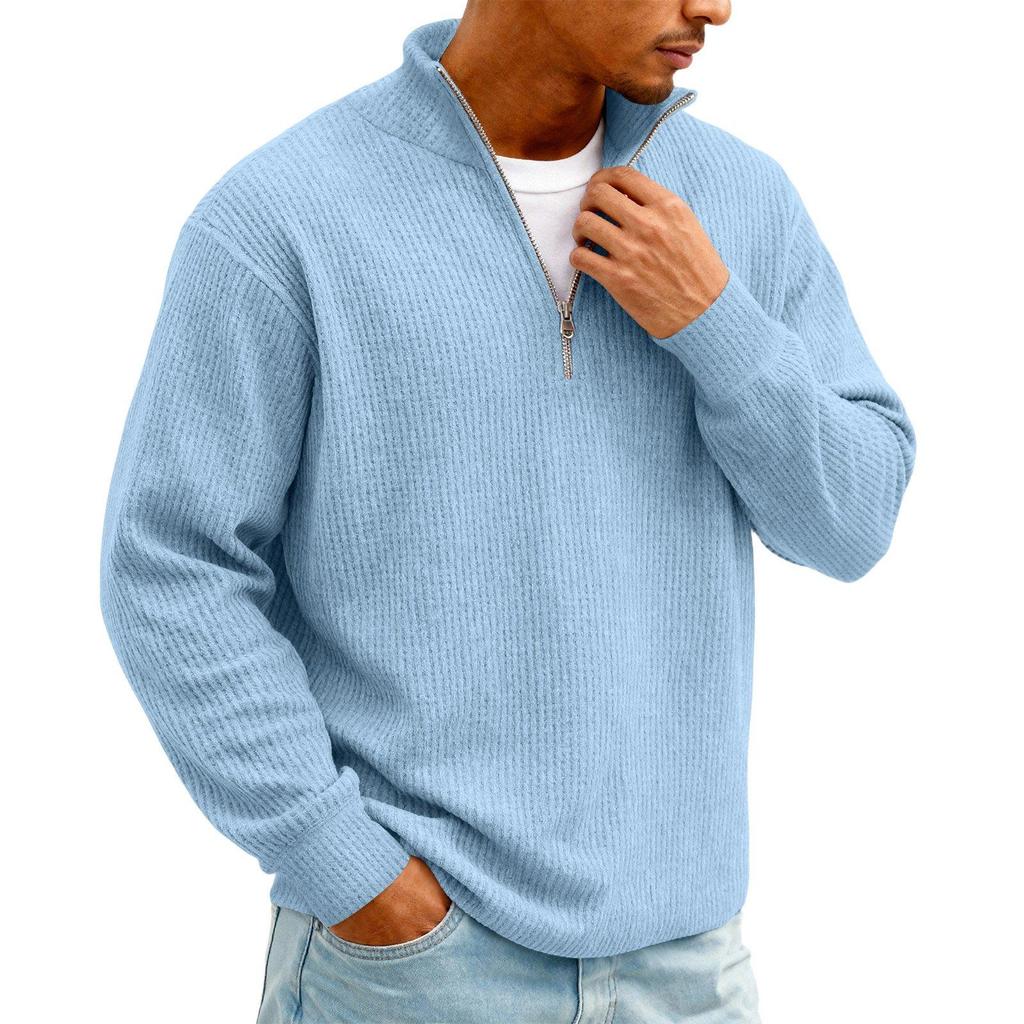 Men's Vintage Long,Sleeve Top | Zip,Up Stand Collar Stylish Casual Shirt For Daily & Outing Wear