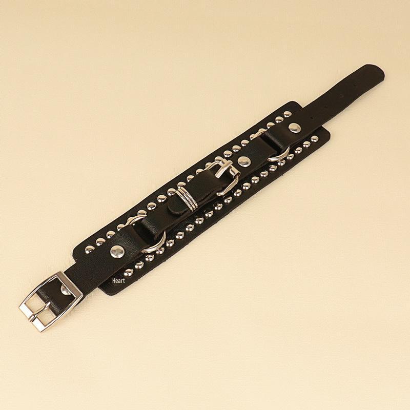 European & American Punk Rivet Leather Bracelet: Trendy Rock Couple Jewelry