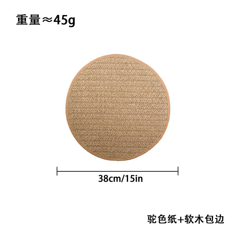 Japanese dining table mat paper placemat Western dining mat hand-woven cork hemming round insulation mat bowl mat tea mat